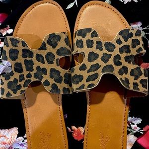 Leopard slip on sandals from Target